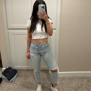 Abercrombie & Fitch Light Blue The Mom High Rise Jeans (curve love) Size 4S